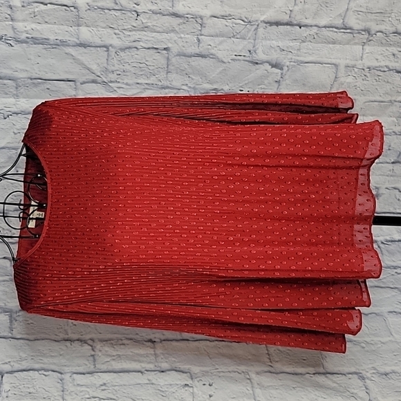 MAX STUDIO Red Abstract Crinkled Blouse Small‎ - Picture 1 of 6